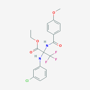 ethyl 2-[(3-chlorophenyl)amino]-3,3,3-trifluoro-N-[(4-methoxyphenyl)carbonyl]alaninate