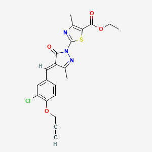 ethyl 2-{(4E)-4-[3-chloro-4-(prop-2-yn-1-yloxy)benzylidene]-3-methyl-5-oxo-4,5-dihydro-1H-pyrazol-1-yl}-4-methyl-1,3-thiazole-5-carboxylate