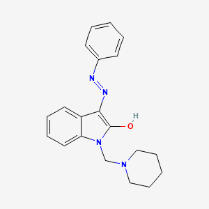 molecular formula C20H22N4O B11613732 (3Z)-3-(2-phenylhydrazinylidene)-1-(piperidin-1-ylmethyl)-1,3-dihydro-2H-indol-2-one 