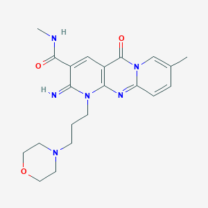 molecular formula C21H26N6O3 B11613757 6-imino-N,13-dimethyl-7-(3-morpholin-4-ylpropyl)-2-oxo-1,7,9-triazatricyclo[8.4.0.03,8]tetradeca-3(8),4,9,11,13-pentaene-5-carboxamide 