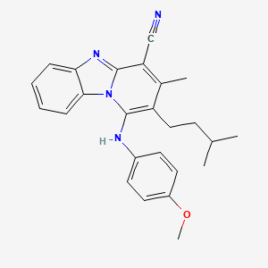 molecular formula C25H26N4O B11613778 2-Isopentyl-1-(4-methoxyanilino)-3-ME-pyrido(1,2-A)benzimidazole-4-carbonitrile 