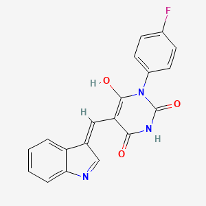 (5E)-1-(4-fluorophenyl)-5-(1H-indol-3-ylmethylidene)-1,3-diazinane-2,4,6-trione