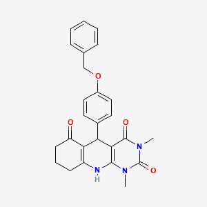 molecular formula C26H25N3O4 B11613859 5-[4-(benzyloxy)phenyl]-1,3-dimethyl-5,8,9,10-tetrahydropyrimido[4,5-b]quinoline-2,4,6(1H,3H,7H)-trione 