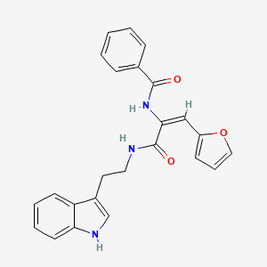 molecular formula C24H21N3O3 B11613917 N-[(1E)-1-(furan-2-yl)-3-{[2-(1H-indol-3-yl)ethyl]amino}-3-oxoprop-1-en-2-yl]benzamide 