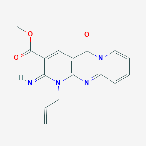 molecular formula C16H14N4O3 B11613927 1-Allyl-2-imino-10-oxo-1,10-dihydro-2H-1,9,10a-triazaanthracene-3-carboxylic acid, methyl ester 