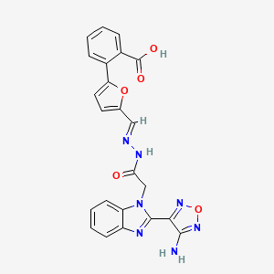 molecular formula C23H17N7O5 B11613938 2-{5-[(E)-(2-{[2-(4-amino-1,2,5-oxadiazol-3-yl)-1H-benzimidazol-1-yl]acetyl}hydrazinylidene)methyl]furan-2-yl}benzoic acid 