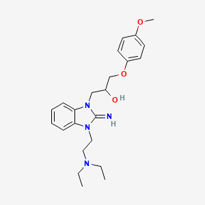 molecular formula C23H32N4O3 B11613947 1-{3-[2-(diethylamino)ethyl]-2-imino-2,3-dihydro-1H-benzimidazol-1-yl}-3-(4-methoxyphenoxy)propan-2-ol 