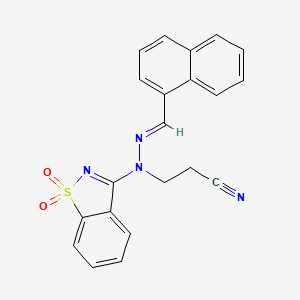 3-[(2E)-1-(1,1-dioxido-1,2-benzothiazol-3-yl)-2-(naphthalen-1-ylmethylidene)hydrazinyl]propanenitrile