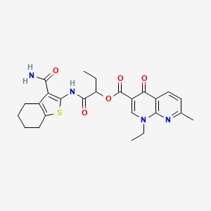 1-[(3-Carbamoyl-4,5,6,7-tetrahydro-1-benzothiophen-2-yl)amino]-1-oxobutan-2-yl 1-ethyl-7-methyl-4-oxo-1,4-dihydro-1,8-naphthyridine-3-carboxylate