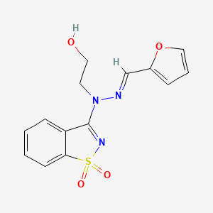 2-[(2E)-1-(1,1-dioxido-1,2-benzothiazol-3-yl)-2-(furan-2-ylmethylidene)hydrazinyl]ethanol