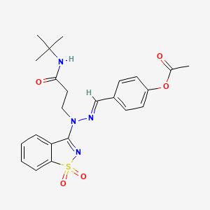 4-[(E)-{2-[3-(tert-butylamino)-3-oxopropyl]-2-(1,1-dioxido-1,2-benzothiazol-3-yl)hydrazinylidene}methyl]phenyl acetate