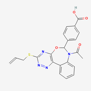 4-[7-Acetyl-3-(prop-2-en-1-ylsulfanyl)-6,7-dihydro[1,2,4]triazino[5,6-d][3,1]benzoxazepin-6-yl]benzoic acid