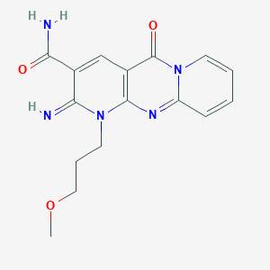 molecular formula C16H17N5O3 B11614021 6-imino-7-(3-methoxypropyl)-2-oxo-1,7,9-triazatricyclo[8.4.0.03,8]tetradeca-3(8),4,9,11,13-pentaene-5-carboxamide 