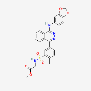 {5-[4-(Benzo[1,3]dioxol-5-ylamino)-phthalazin-1-yl]-2-methyl-benzenesulfonylamino}-acetic acid ethyl ester