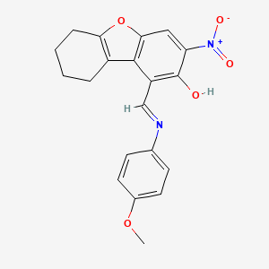 1-{[(4-Methoxyphenyl)imino]methyl}-3-nitro-6,7,8,9-tetrahydrodibenzo[B,D]furan-2-OL