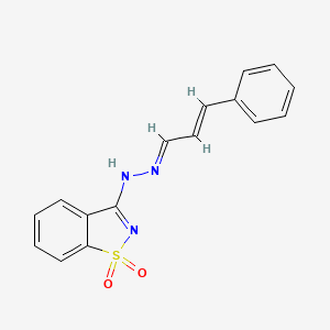 (1E,2E)-3-phenylacrylaldehyde (1,1-dioxido-1,2-benzisothiazol-3-yl)hydrazone