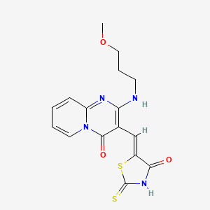 2-[(3-methoxypropyl)amino]-3-[(Z)-(4-oxo-2-thioxo-1,3-thiazolidin-5-ylidene)methyl]-4H-pyrido[1,2-a]pyrimidin-4-one