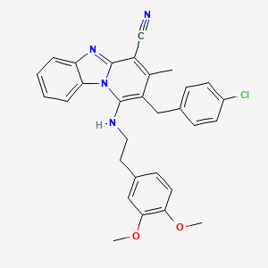 2-(4-Chlorobenzyl)-1-{[2-(3,4-dimethoxyphenyl)ethyl]amino}-3-methylpyrido[1,2-a]benzimidazole-4-carbonitrile