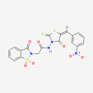 2-(1,1-dioxido-3-oxo-1,2-benzisothiazol-2(3H)-yl)-N-[(5E)-5-(3-nitrobenzylidene)-4-oxo-2-thioxo-1,3-thiazolidin-3-yl]acetamide