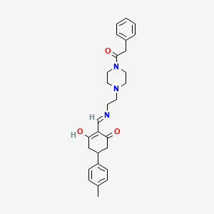 5-(4-Methylphenyl)-2-[({2-[4-(phenylacetyl)piperazin-1-yl]ethyl}amino)methylene]cyclohexane-1,3-dione