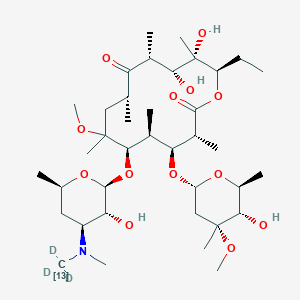 molecular formula C₃₇¹³CH₆₆D₃NO₁₃ B1161431 Clarithromycin-N-methyl-13C, D3 
