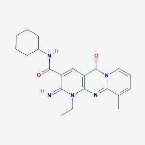 N-cyclohexyl-7-ethyl-6-imino-11-methyl-2-oxo-1,7,9-triazatricyclo[8.4.0.03,8]tetradeca-3(8),4,9,11,13-pentaene-5-carboxamide