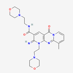 6-imino-11-methyl-N,7-bis[2-(morpholin-4-yl)ethyl]-2-oxo-1,7,9-triazatricyclo[8.4.0.0^{3,8}]tetradeca-3(8),4,9,11,13-pentaene-5-carboxamide