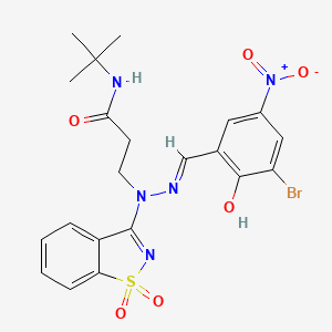 3-[(2E)-2-(3-bromo-2-hydroxy-5-nitrobenzylidene)-1-(1,1-dioxido-1,2-benzothiazol-3-yl)hydrazinyl]-N-tert-butylpropanamide