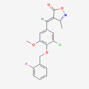 molecular formula C19H15ClFNO4 B11614441 (4E)-4-{3-chloro-4-[(2-fluorobenzyl)oxy]-5-methoxybenzylidene}-3-methyl-1,2-oxazol-5(4H)-one 