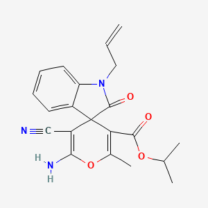 Propan-2-yl 6'-amino-5'-cyano-2'-methyl-2-oxo-1-(prop-2-en-1-yl)-1,2-dihydrospiro[indole-3,4'-pyran]-3'-carboxylate