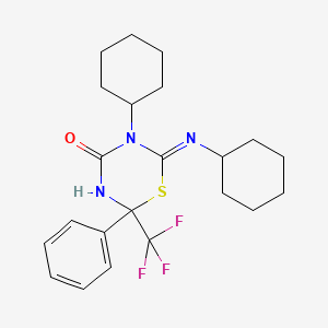 (6Z)-5-cyclohexyl-6-(cyclohexylimino)-2-phenyl-2-(trifluoromethyl)-1,3,5-thiadiazinan-4-one