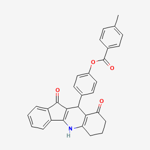 4-(9,11-dioxo-6,7,8,9,10,11-hexahydro-5H-indeno[1,2-b]quinolin-10-yl)phenyl 4-methylbenzoate