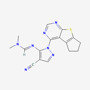 N'-[4-Cyano-1-(6,7-dihydro-5H-cyclopenta[4,5]thieno[2,3-D]pyrimidin-4-YL)-1H-pyrazol-5-YL]-N,N-dimethyliminoformamide