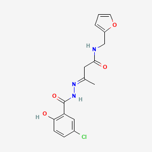 molecular formula C16H16ClN3O4 B11614490 (3E)-3-{2-[(5-chloro-2-hydroxyphenyl)carbonyl]hydrazinylidene}-N-(furan-2-ylmethyl)butanamide 