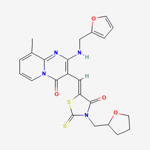 2-[(furan-2-ylmethyl)amino]-9-methyl-3-{(Z)-[4-oxo-3-(tetrahydrofuran-2-ylmethyl)-2-thioxo-1,3-thiazolidin-5-ylidene]methyl}-4H-pyrido[1,2-a]pyrimidin-4-one