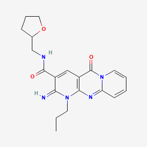 6-imino-2-oxo-N-[(oxolan-2-yl)methyl]-7-propyl-1,7,9-triazatricyclo[8.4.0.0^{3,8}]tetradeca-3(8),4,9,11,13-pentaene-5-carboxamide