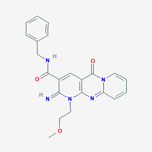 N-benzyl-6-imino-7-(2-methoxyethyl)-2-oxo-1,7,9-triazatricyclo[8.4.0.03,8]tetradeca-3(8),4,9,11,13-pentaene-5-carboxamide