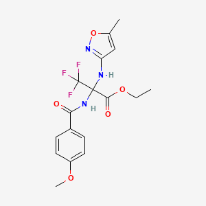 Ethyl 3,3,3-trifluoro-2-[(4-methoxyphenyl)formamido]-2-[(5-methyl-1,2-oxazol-3-YL)amino]propanoate