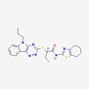 2-[(5-propyl-5H-[1,2,4]triazino[5,6-b]indol-3-yl)sulfanyl]-N-(4,5,6,7-tetrahydro-1,3-benzothiazol-2-yl)butanamide