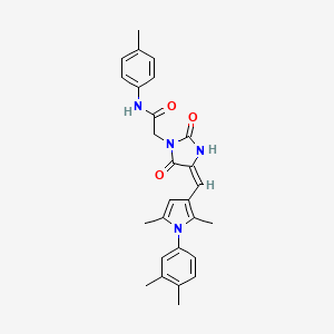 2-[(4E)-4-{[1-(3,4-dimethylphenyl)-2,5-dimethyl-1H-pyrrol-3-yl]methylidene}-2,5-dioxoimidazolidin-1-yl]-N-(4-methylphenyl)acetamide