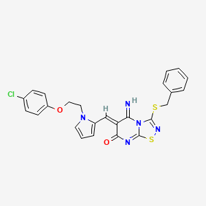 (6Z)-3-(benzylsulfanyl)-6-({1-[2-(4-chlorophenoxy)ethyl]-1H-pyrrol-2-yl}methylidene)-5-imino-5,6-dihydro-7H-[1,2,4]thiadiazolo[4,5-a]pyrimidin-7-one