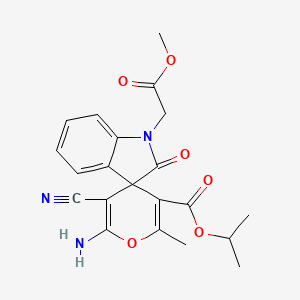 Propan-2-yl 6'-amino-5'-cyano-1-(2-methoxy-2-oxoethyl)-2'-methyl-2-oxo-1,2-dihydrospiro[indole-3,4'-pyran]-3'-carboxylate