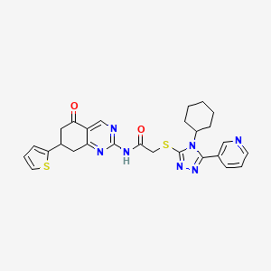 2-{[4-cyclohexyl-5-(pyridin-3-yl)-4H-1,2,4-triazol-3-yl]sulfanyl}-N-[5-oxo-7-(thiophen-2-yl)-5,6,7,8-tetrahydroquinazolin-2-yl]acetamide