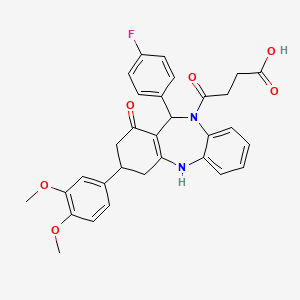 4-[3-(3,4-Dimethoxy-phenyl)-11-(4-fluoro-phenyl)-1-hydroxy-2,3,4,11-tetrahydro-dibenzo[b,e][1,4]diazep in-10-yl]-4-oxo-butyric acid