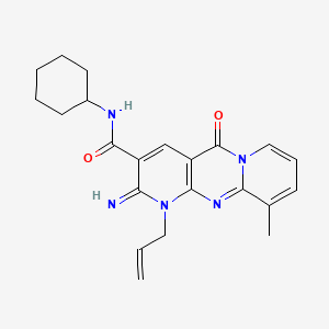 N-cyclohexyl-6-imino-11-methyl-2-oxo-7-prop-2-enyl-1,7,9-triazatricyclo[8.4.0.03,8]tetradeca-3(8),4,9,11,13-pentaene-5-carboxamide