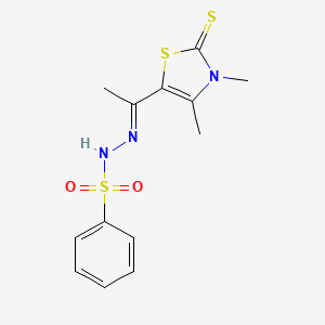 N'-[(1E)-1-(3,4-Dimethyl-2-sulfanylidene-2,3-dihydro-1,3-thiazol-5-YL)ethylidene]benzenesulfonohydrazide