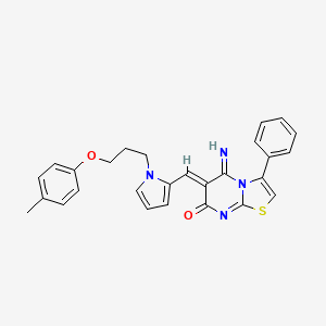 (6Z)-5-imino-6-({1-[3-(4-methylphenoxy)propyl]-1H-pyrrol-2-yl}methylidene)-3-phenyl-5,6-dihydro-7H-[1,3]thiazolo[3,2-a]pyrimidin-7-one