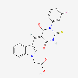 (3-{(E)-[1-(3-fluorophenyl)-4,6-dioxo-2-thioxotetrahydropyrimidin-5(2H)-ylidene]methyl}-1H-indol-1-yl)acetic acid