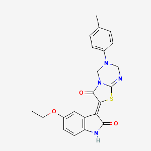 (7Z)-7-(5-ethoxy-2-oxo-1,2-dihydro-3H-indol-3-ylidene)-3-(4-methylphenyl)-3,4-dihydro-2H-[1,3]thiazolo[3,2-a][1,3,5]triazin-6(7H)-one