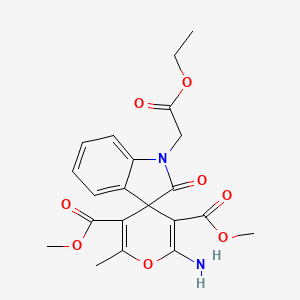 Dimethyl 2'-amino-1-(2-ethoxy-2-oxoethyl)-6'-methyl-2-oxo-1,2-dihydrospiro[indole-3,4'-pyran]-3',5'-dicarboxylate